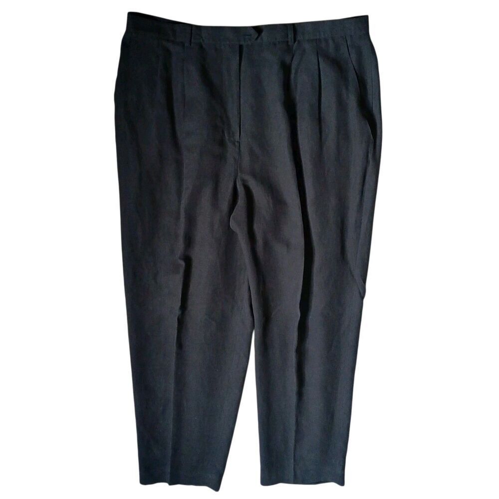 LRL Ralph Lauren Pants Womens Sz 18W Black Silk/Linen Lined Dark Academia 38x30